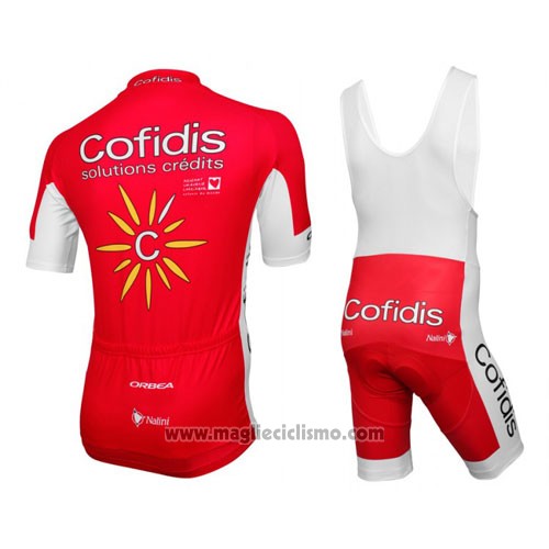 2016 Abbigliamento Ciclismo Cofidis Rosso e Bianco Manica Corta e Salopette